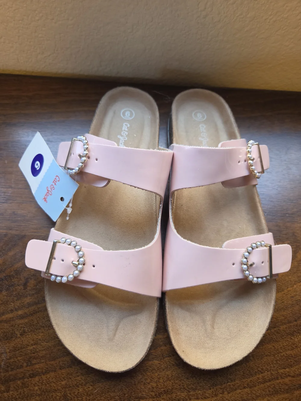 Cat & Jack Kids' Pink Buckle Slide Sandals - Size 6